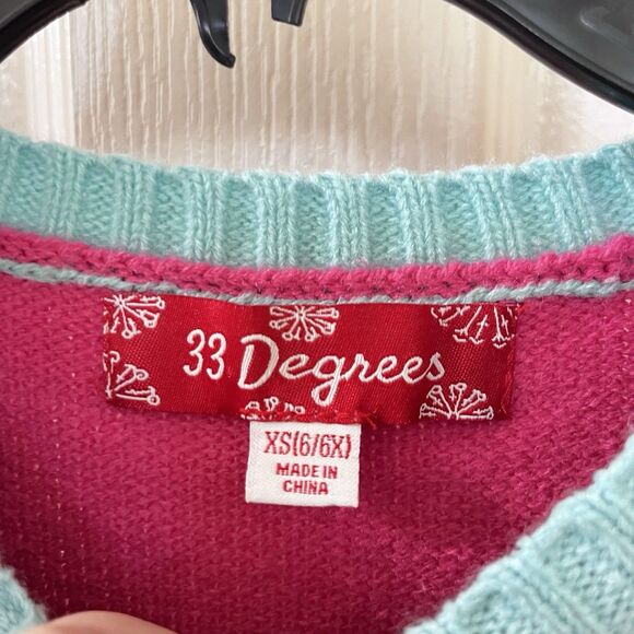 33 Degrees Cats in Christmas Tree Ugly Christmas Sweater Pink Girls Size XS 6/6X - Picture 9 of 14